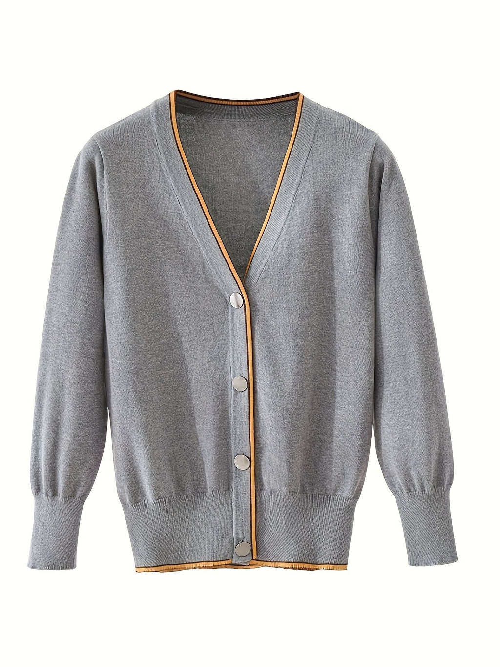 KS0022-DARK 100% Cotton Kids V-Neck Long sleeve Button Cardigan, Boys and Girls School Uniform Knitwear, Dark Grey, Size 165