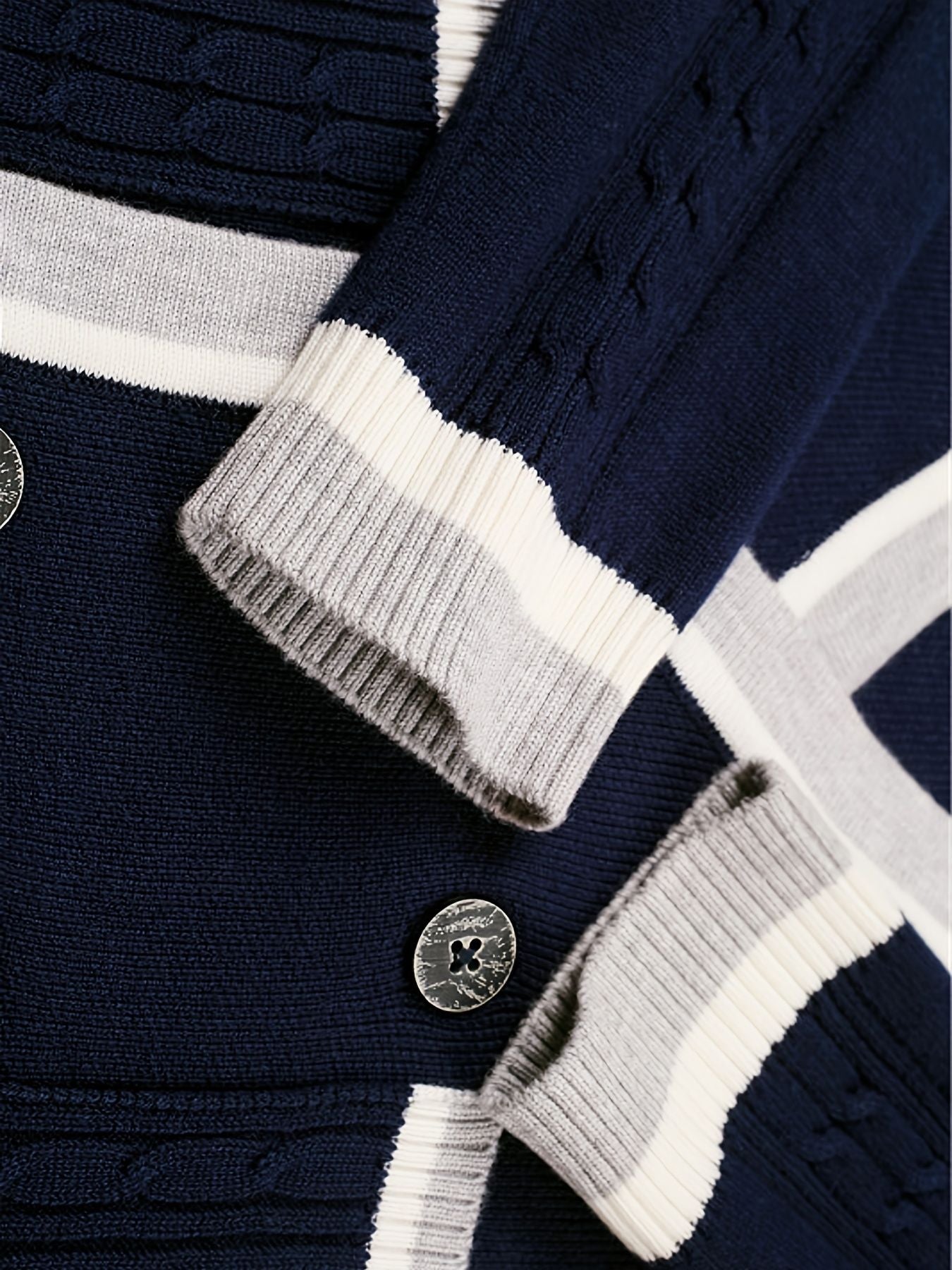 KS0025-NAVY Cotton Rich Kids V-Neck Long sleeve Button Cardigan, Boys and Girls School Uniform Knitwear, Navy Blue, Size 170
