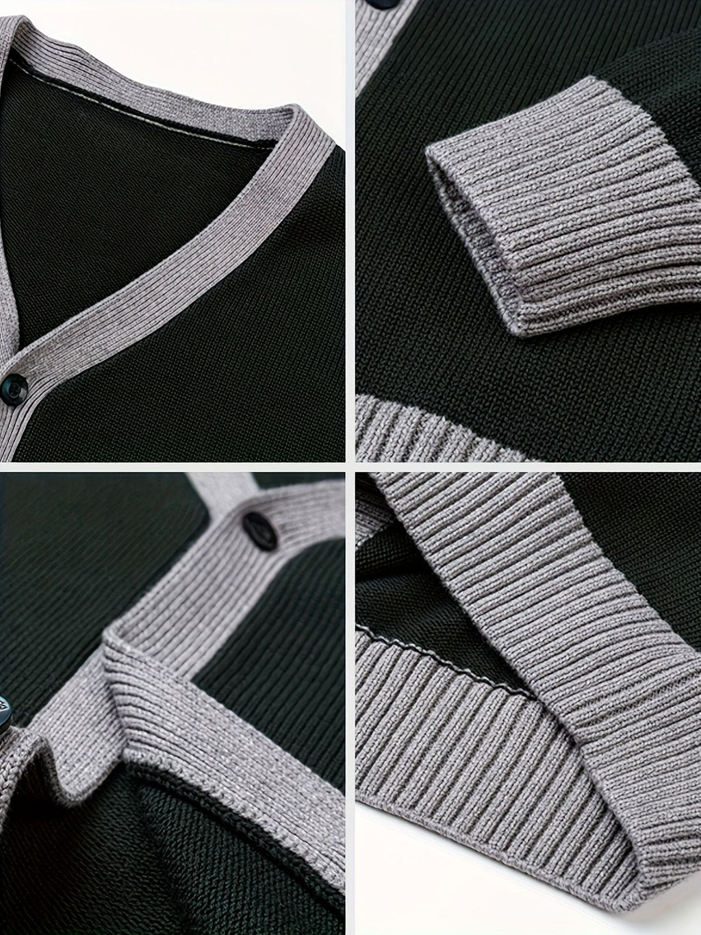 KS0034-DARK 100% Cotton Kids V-Neck Long sleeve Button Cardigan, Boys and Girls Knitwear, Dark Green, Size 110