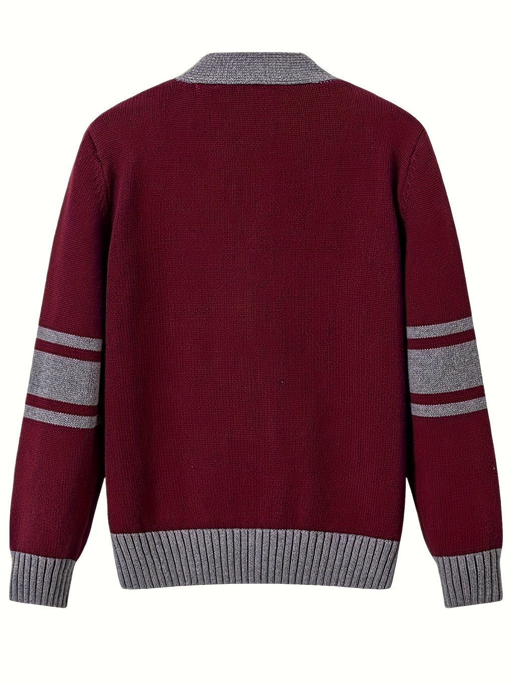 KS0034-WINE 100% Cotton Kids V-Neck Long sleeve Button Cardigan, Boys and Girls Knitwear, Wine Red, Size 110