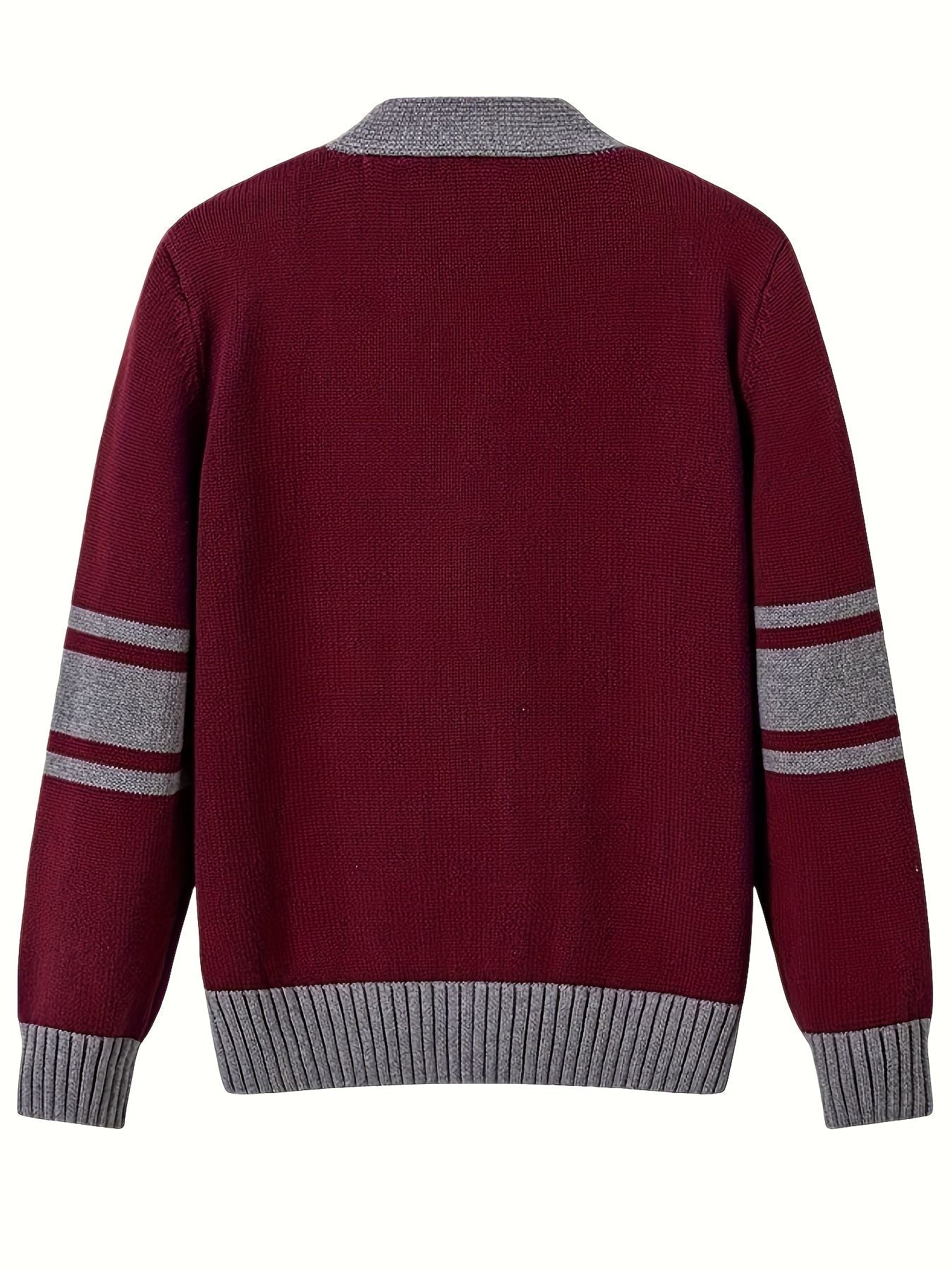 KS0034-WINE 100% Cotton Kids V-Neck Long sleeve Button Cardigan, Boys and Girls Knitwear, Wine Red, Size 130
