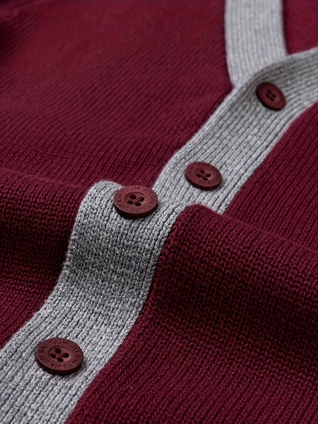 KS0034-WINE 100% Cotton Kids V-Neck Long sleeve Button Cardigan, Boys and Girls Knitwear, Wine Red, Size 130