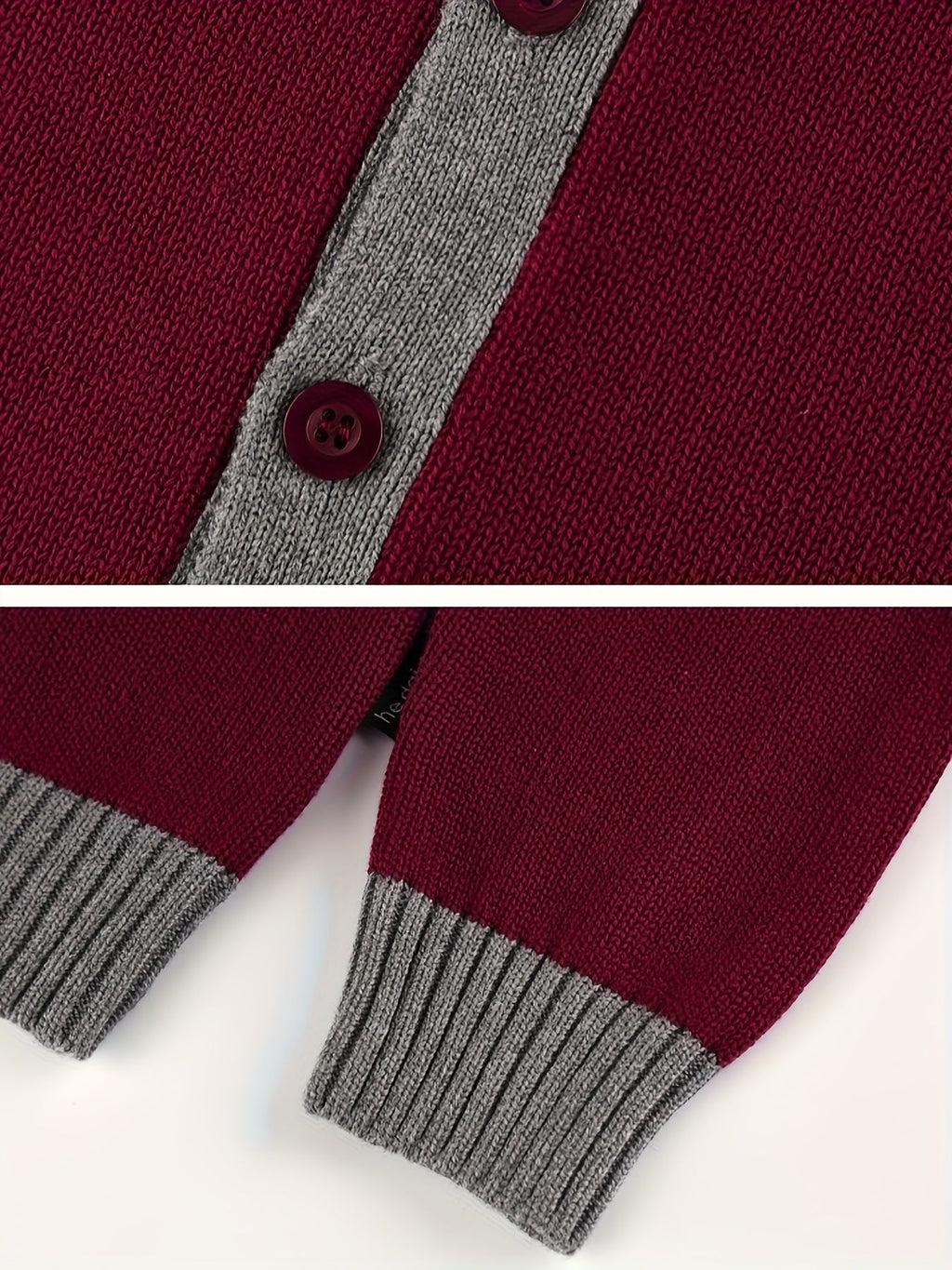 KS0034-WINE 100% Cotton Kids V-Neck Long sleeve Button Cardigan, Boys and Girls Knitwear, Wine Red, Size 160