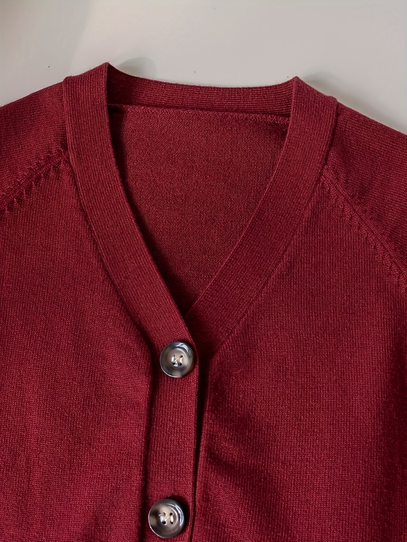 KS0036-WINE Soft Knit Blend Kids V-Neck Long sleeve Button Cardigan, Boys and Girls Knitwear, Wine Red, Size 170