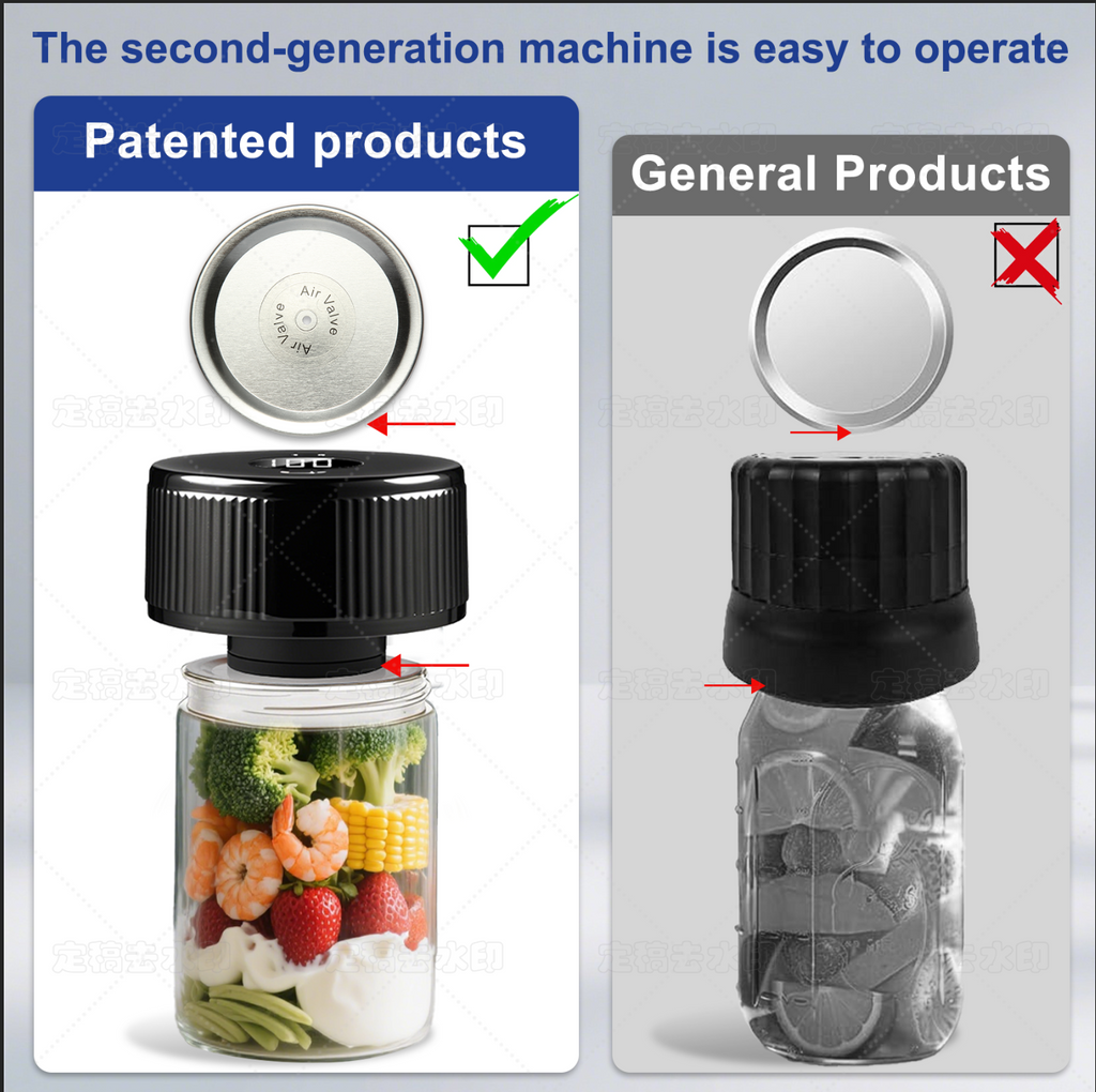 Portable Mason Jar Vacuum Sealer White, Rechargeable Electric Jar Sealer with LED Display, One-Touch Operation, Type-C Charging, for Mason Jars, Vacuum Bags & Lunch Boxes