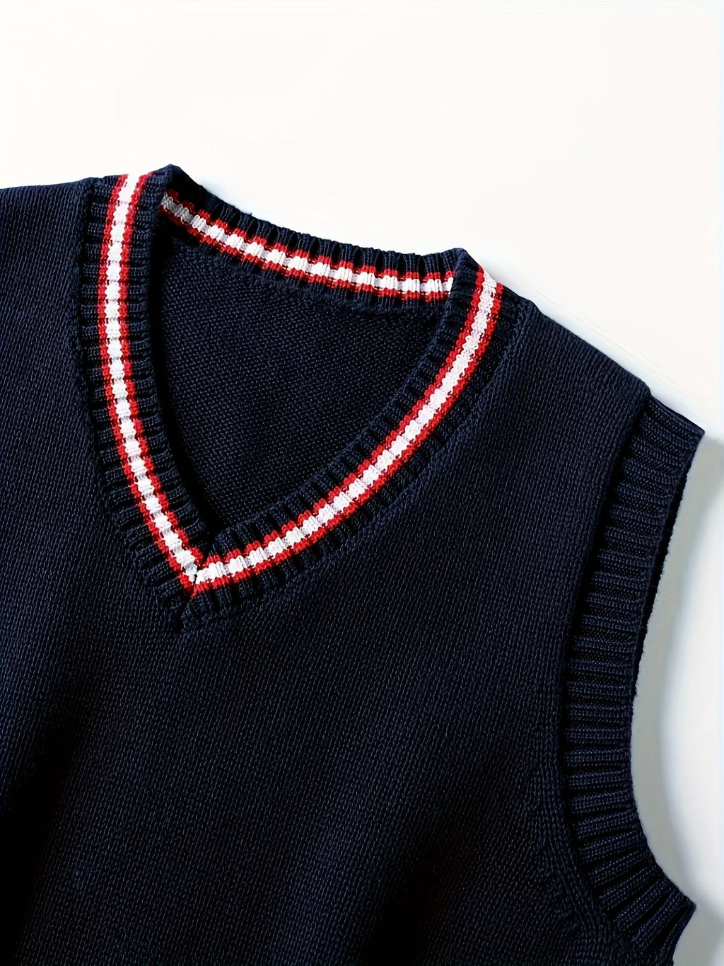 SW003-SG 100% Cotton Kids V-Neck Striped Sweater Vest, Boys and Girls School Uniform Knitwear, Sg, Size 120