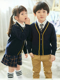 SW012 100% Cotton Kids V-Neck Long sleeve Button Cardigan, Boys and Girls School Uniform Knitwear, Black, Size 110