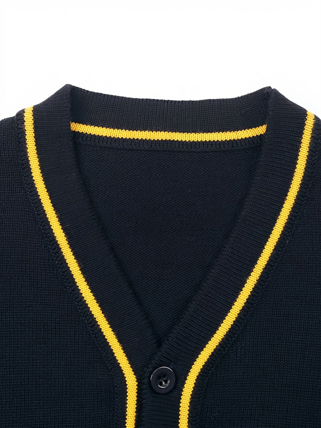 SW012 100% Cotton Kids V-Neck Long sleeve Button Cardigan, Boys and Girls School Uniform Knitwear, Black, Size 110