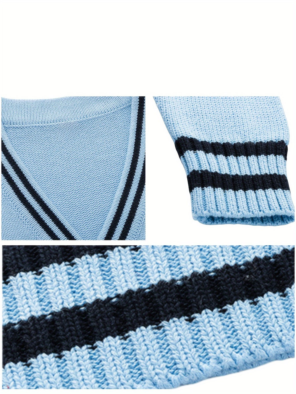 SW017 100% Cotton Kids V-Neck Long sleeve Button Cardigan, Boys and Girls School Uniform Knitwear, Steel Blue, Size 110