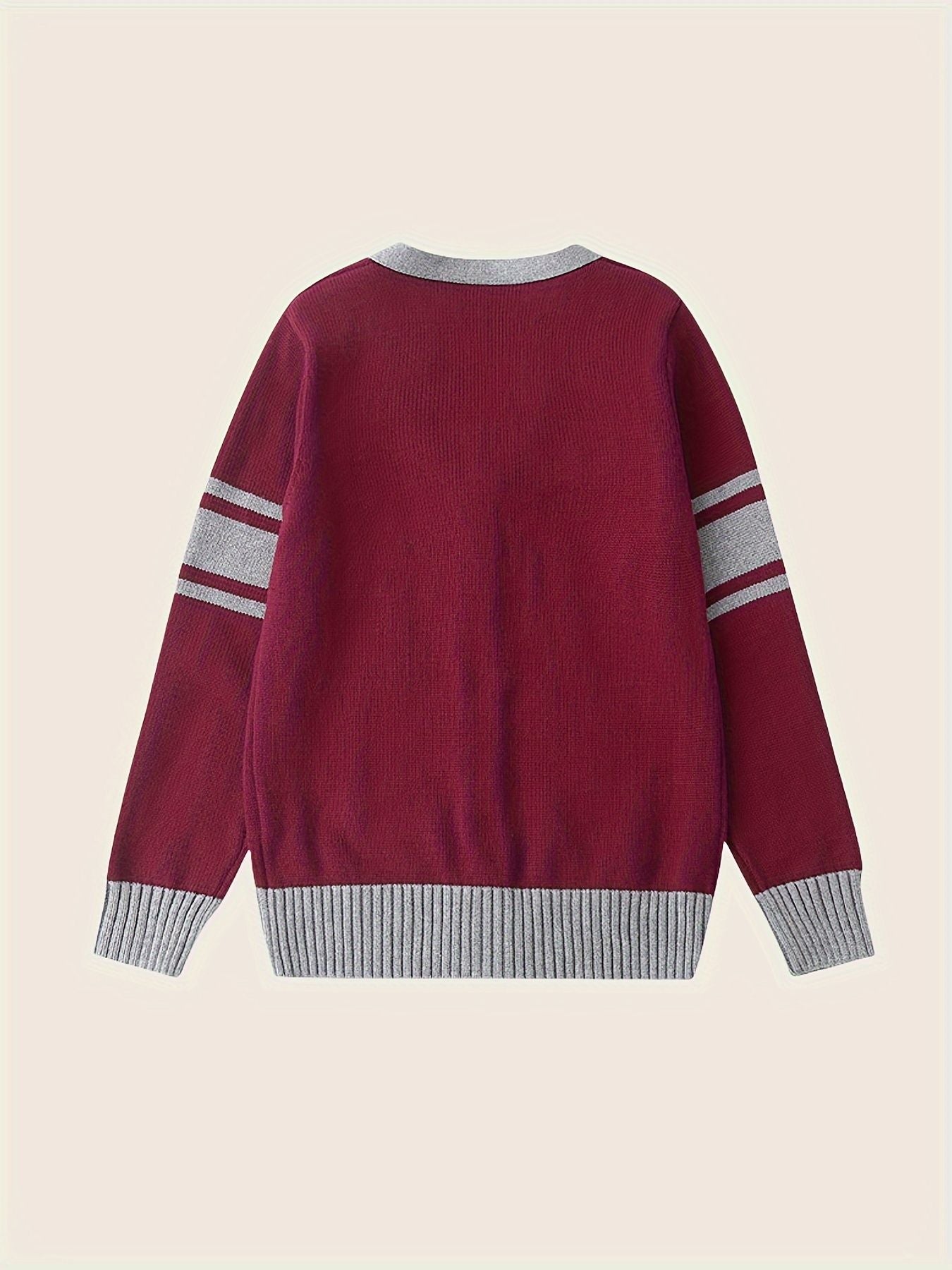 SW020 100% Cotton Kids V-Neck Long sleeve Button Cardigan, Boys and Girls School Uniform Knitwear, Scarlet, Size 110