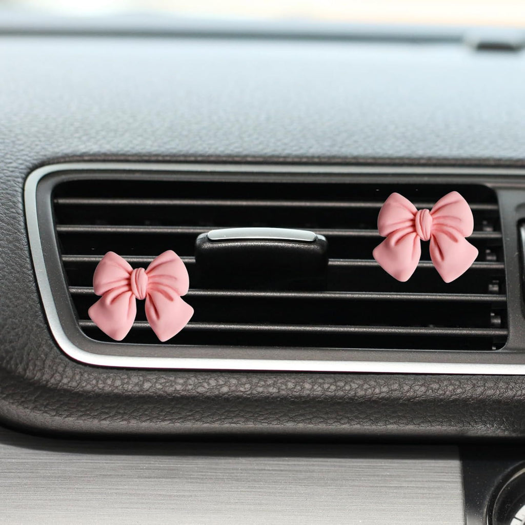 6 pcs Pink Bow Car Air Vent Clips Coquette Cute Girly Car Decor Accessories Interior Aesthetic Decorations Charm Stuff for Women Girl