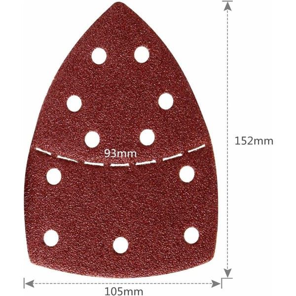 60pcs Triangle Sanding Pads for Bosch PSM 100A / PSM 160 / PSM 200 AES / PSM 18 / PDA 180, 105×152mm Hook & Loop Sandpaper Assorted Grit 40/60/80/100/120/180 for Multi-Sander