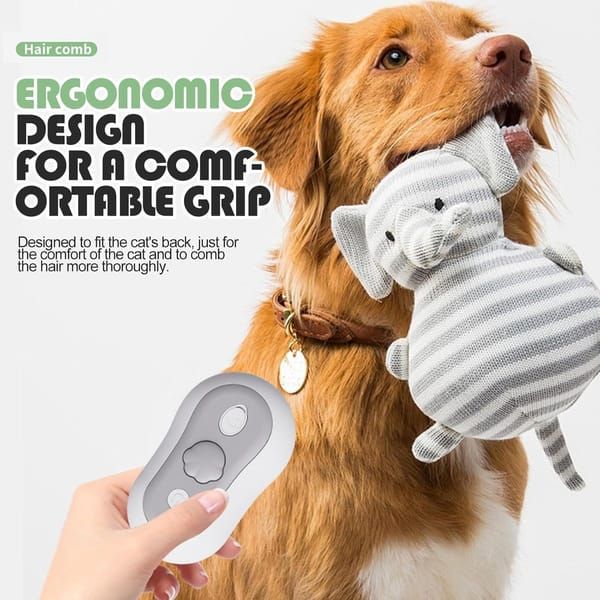 3 in 1 Steam Cat Brush, USB Rechargeable Pet Steaming Grooming Brush with Water Tank & Release Button, Self-Cleaning Massage Hair Remover Comb for Long Short Haired Dogs and Cats