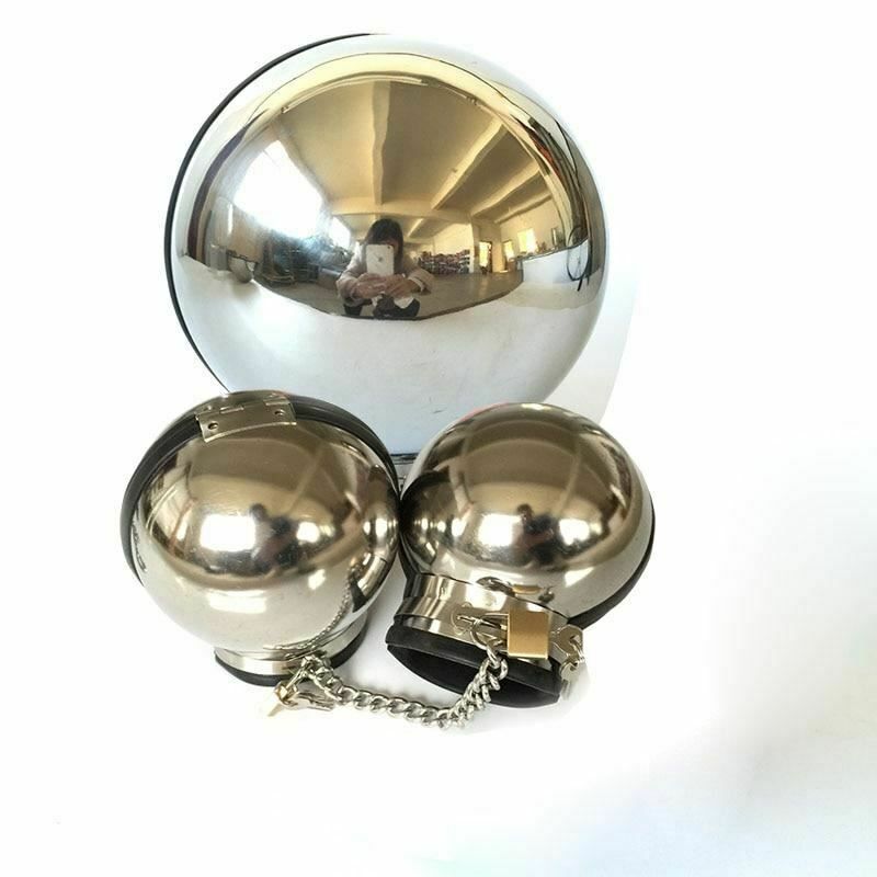 House Of Dasein 3Pcs Stainless Steel Bondage Hood Ball Cuffs Sensory Deprivation Restraints Bdsm - Blue - Male