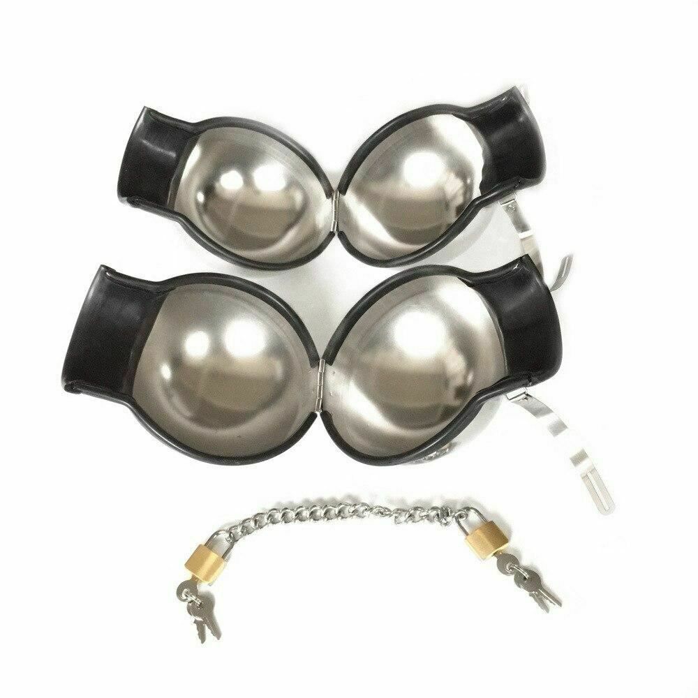 House Of Dasein 3Pcs Stainless Steel Bondage Hood Ball Cuffs Sensory Deprivation Restraints Bdsm - Blue - Female