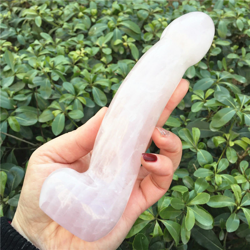 House Of Dasein Natural Rose Quartz Yoni Wand Dildo Women Masturbation Massager - Rose