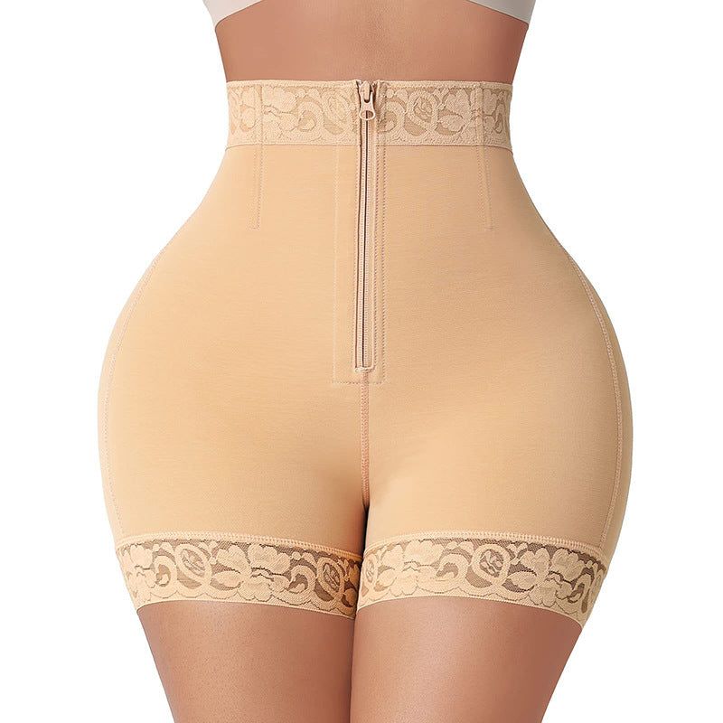 Lace Waist Cinching And Hip Lifting Postpartum High Waisted Shapewear Pants - Skin Color - 5Xl