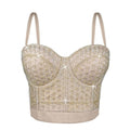 House Of Dasein Short Design Multi Color Pressed Stripe Outerwear Shaping Boned Bra With Padded Strappy Camisole - Apricot - 40C/90