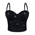 House Of Dasein Short Design Multi Color Pressed Stripe Outerwear Shaping Boned Bra With Padded Strappy Camisole - Black - 34B/75