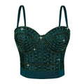 House Of Dasein Short Design Multi Color Pressed Stripe Outerwear Shaping Boned Bra With Padded Strappy Camisole - Green - 34B/75