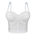 House Of Dasein Short Design Multi Color Pressed Stripe Outerwear Shaping Boned Bra With Padded Strappy Camisole - White - 38C/85