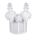 House Of Dasein French Style Charm Strapless Top Women's Outerwear Vintage 3D Pearl Flower Boned Bustier Blouse - White - 36B/80