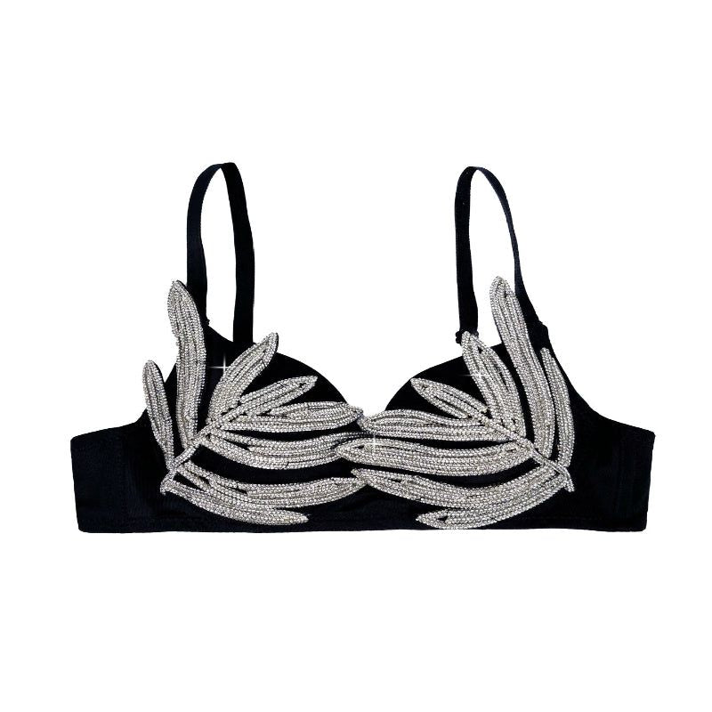 House Of Dasein Evening Dress Party High Design Silver 3D Rhinestone Shaping Bra Outerwear - Black - 38C/85