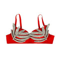 House Of Dasein Evening Dress Party High Design Silver 3D Rhinestone Shaping Bra Outerwear - Red - 40C/90