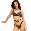 Sexy Underwear French Thin Transparent Embroidered Lace Bra Large Chest Minimizer Plus Size Erotic Lingerie Set - Dark Skin - L