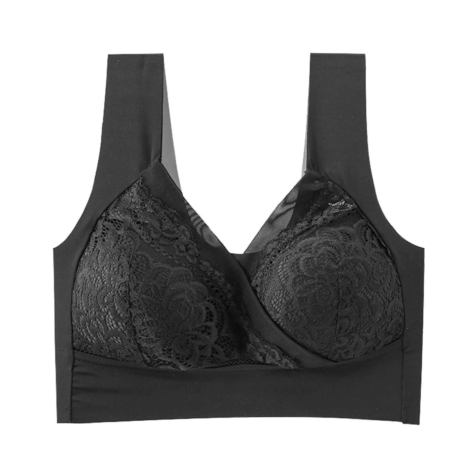 House Of Dasein High End Seamless Large Size Bra For Women Lace Backless Cupless Thin Style - Black - Ll