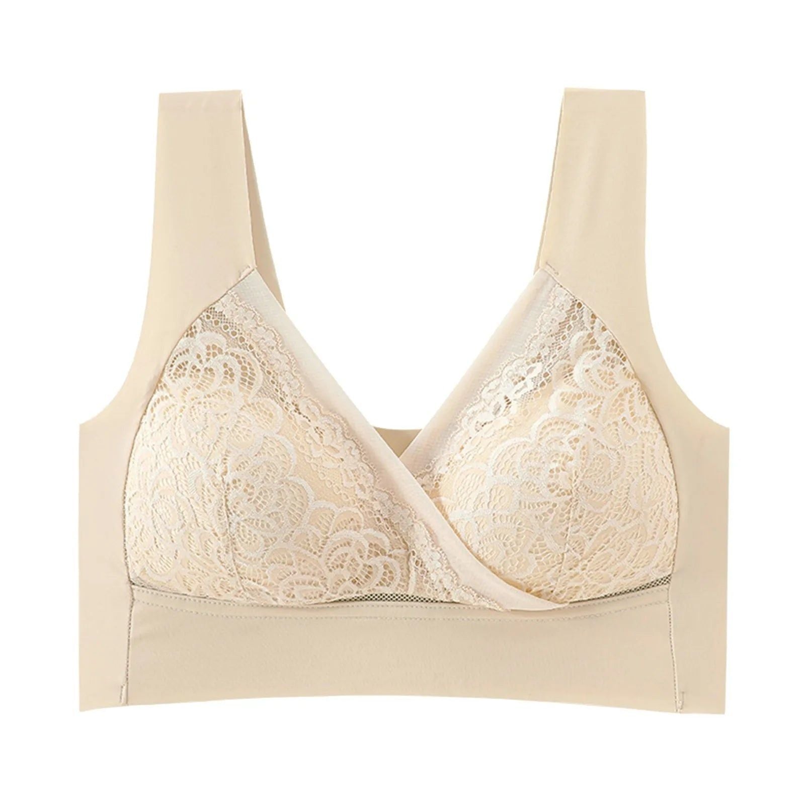 House Of Dasein High End Seamless Large Size Bra For Women Lace Backless Cupless Thin Style - Flesh Color - L