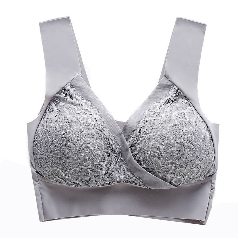 House Of Dasein High End Seamless Large Size Bra For Women Lace Backless Cupless Thin Style - Gray - 3L