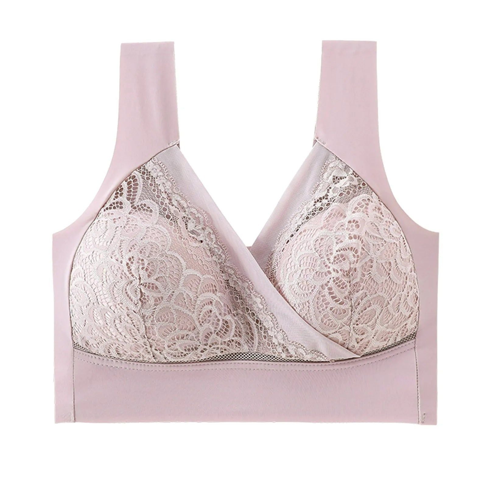House Of Dasein High End Seamless Large Size Bra For Women Lace Backless Cupless Thin Style - Lotus Root Powder - 5L