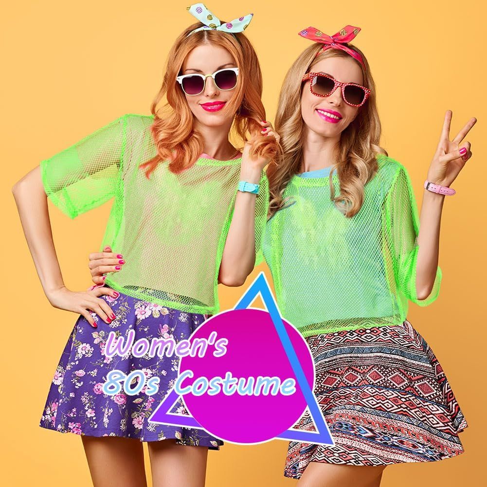 80S Neon Party Clothes Costume Accessories Set 1980S Retro Theme Decoration Outfit For Women Girls B 1Pcs