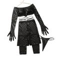 House Of Dasein Perspective Hot Girl Set Sexy Temptation Nightlife Underwear 3 Piece - Black - L