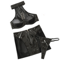 House Of Dasein Perspective Sexy Hollow Out Backless Hanging Neck Gathering Fun And Lingerie Three Piece Set - Black - L
