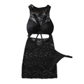 House Of Dasein Lace Two Piece Fashionable Hollow Out Backless See Through Suspender Dress - Black - L