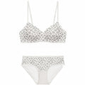 Seamless Women's Invisible Jelly Gel Fixed Cup Small Chest Gathering Soft Support Sexy Deep V Wireless Bra Set - White - M