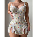 House Of Dasein Ins Sleep Dress Cross Border Lace Trimmed Nightwear Pure Temptation Cute - White - M