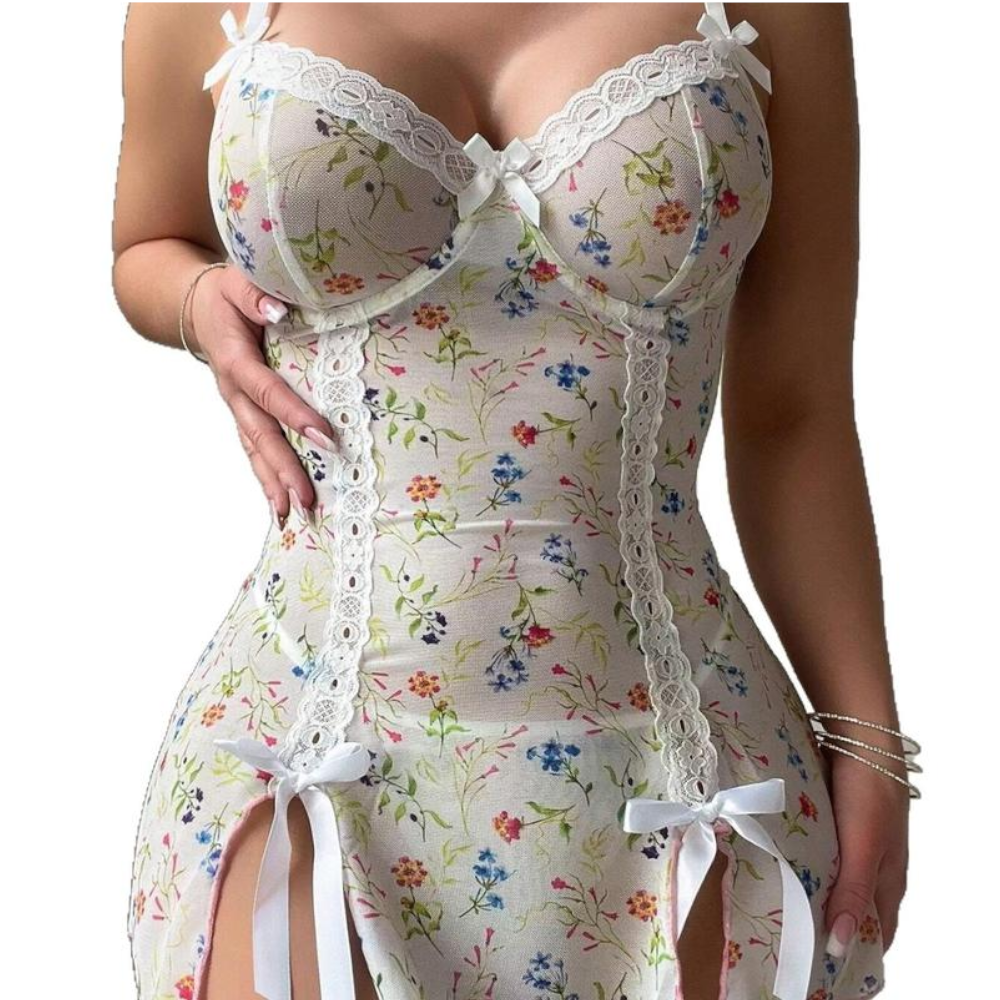 House Of Dasein Ins Sleep Dress Cross Border Lace Trimmed Nightwear Pure Temptation Cute - White - Xl