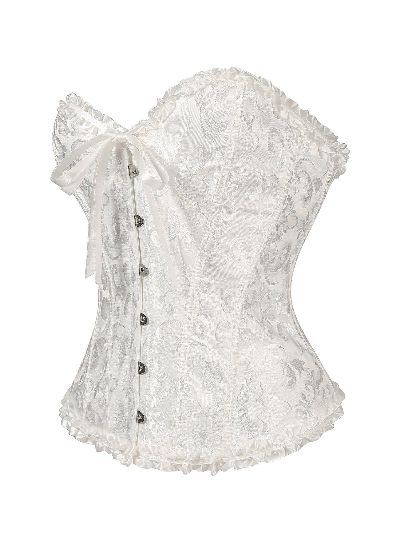 House Of Dasein Body Shaping Base Clothes Fish Bones Abdominal Cinching Waist Straps Court Corset - White - Xs