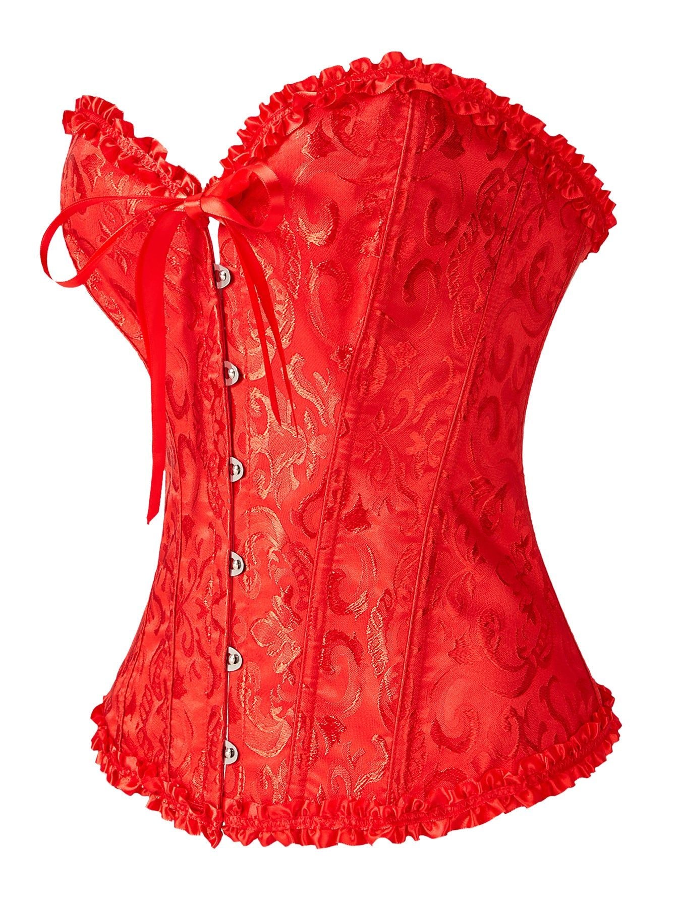 House Of Dasein Body Shaping Base Clothes Fish Bones Abdominal Cinching Waist Straps Court Corset - Red - L