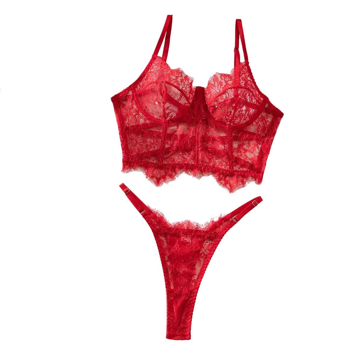 Sexy Transparent Leopard Print Temptation Boned Shapewear Camisole Bra Set - Red - S