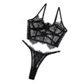 Sexy Transparent Leopard Print Temptation Boned Shapewear Camisole Bra Set - Black - S