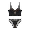House Of Dasein Women's Rose Boned Corset Vest And American Waist Cinching Underwear Shaping Gathered French Long Slim Bra Set - Audrey Black - Xl