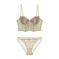 House Of Dasein Women's Rose Boned Corset Vest And American Waist Cinching Underwear Shaping Gathered French Long Slim Bra Set - Matcha Green - Xl