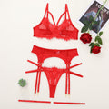 House Of Dasein Women's Lace Temptation Perspective Eyelash Strap Body Shaping Fun Underwear - Red - S