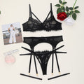 House Of Dasein Women's Lace Temptation Perspective Eyelash Strap Body Shaping Fun Underwear - Black - Xl