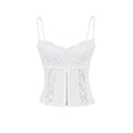House Of Dasein Slim Fit Hollow-Out Lace Camisole With Snap Buttons - White - S
