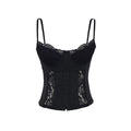 House Of Dasein Slim Fit Hollow-Out Lace Camisole With Snap Buttons - Black - S